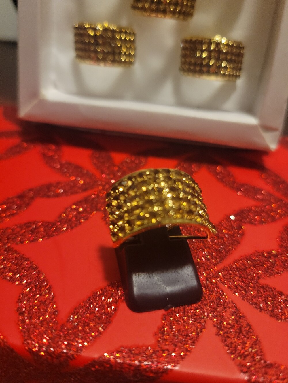 Gold Textured Wide Cuff Ring - Women Jewelry